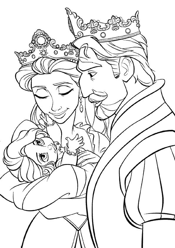 coloriage raiponce bebe avec le roi et la reine
